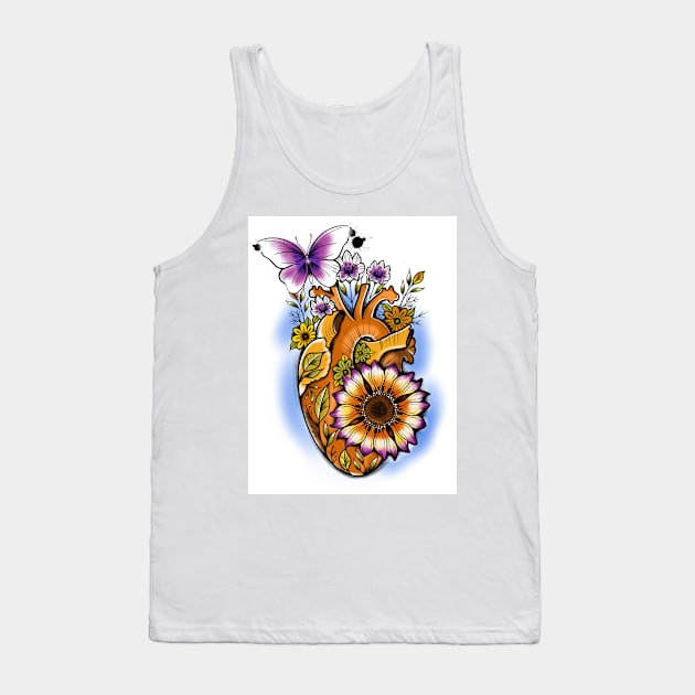 Heart Flower Tank Top by Fabio Galuppi Ink